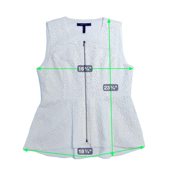 BCBGMAXAZRIA Floral Lace Zip-Front Peplum Top size S - Picture 11 of 13